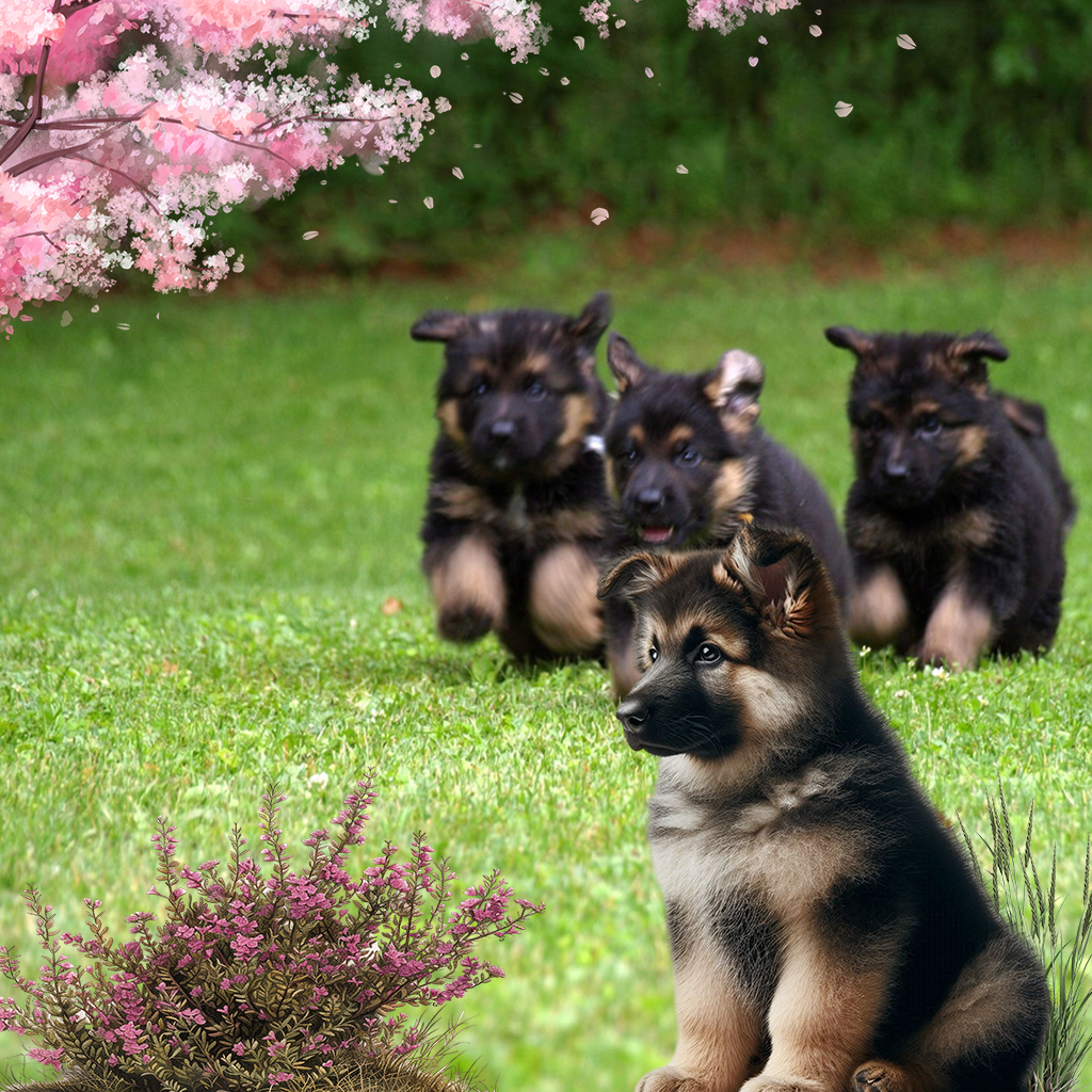 Chiots jouant ensemble